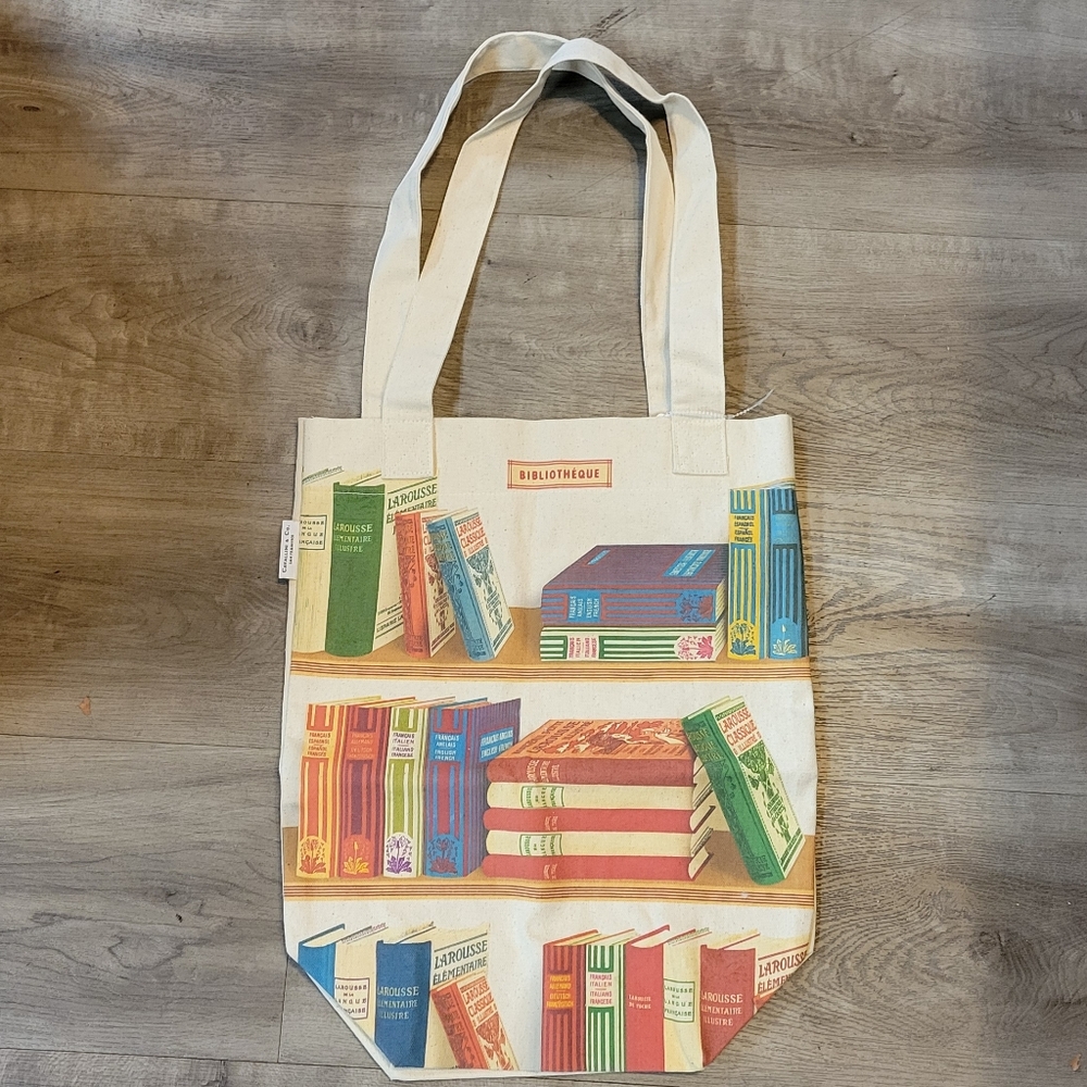 Barnes & Noble Cavallini & Co Tote Bag Library Books BIBLIOTHEQUE 16"x13" Canvas